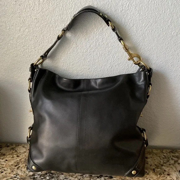 Coach Carly Hobo Y2K Black Leather Bag - Picture 2 of 11